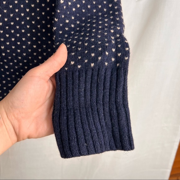 Eddie Bauer Cardigan Sweater Womens S Full Zip Wool Blend Blue Nordic Heart Knit - Picture 6 of 12